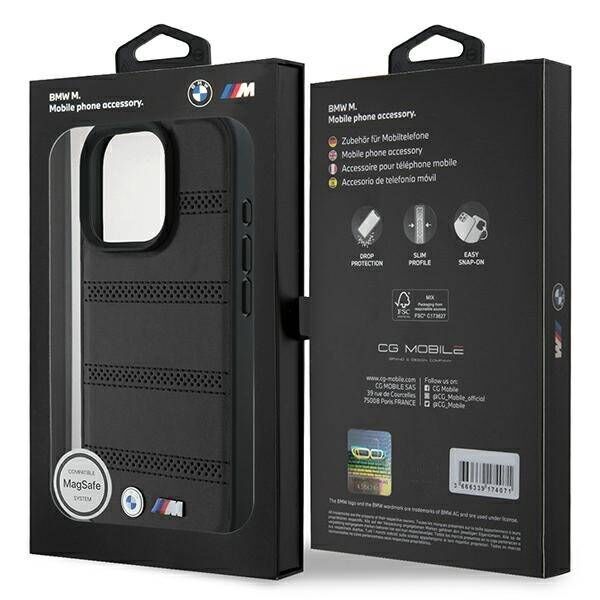 Original Case IPHONE 16 PRO BMW Hardcase M Perforated & Stitched Line MagSafe (BMHMP16L23PUSPK) black 3666339324223