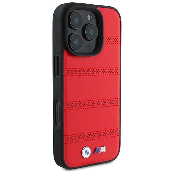 Original Case IPHONE 16 PRO BMW Hardcase M Perforated & Stitched Line MagSafe (BMHMP16L23PUSPR) red 3666339324261