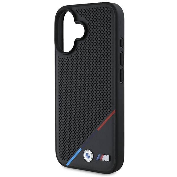 Original Case IPHONE 16 BMW Hardcase M Perforated Tricolor Line MagSafe (BMHMP16S23PUPDK) black 3666339323844