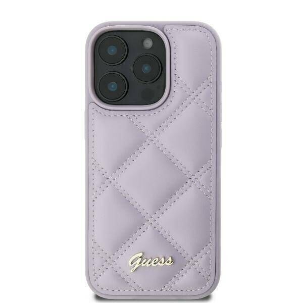 Case IPHONE 16 Guess Hardcase Quiled Metal Logo (GUHCP16SPSQSQSU) light purple 3666339346461