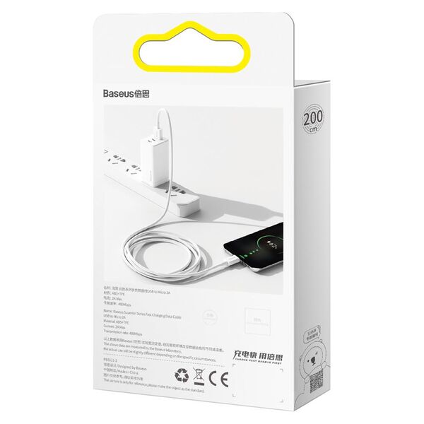 Baseus cable Superior USB - microUSB 2,0 m 2,0A white 6953156208506