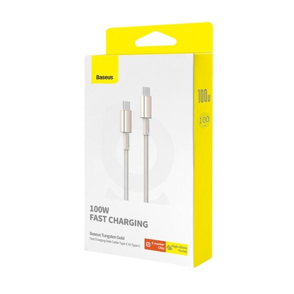 Baseus Tungsten Gold Fast Charging Data Cable Type-C to Type-C 100W 1m Titanium Galaxy Gold 6932172655600