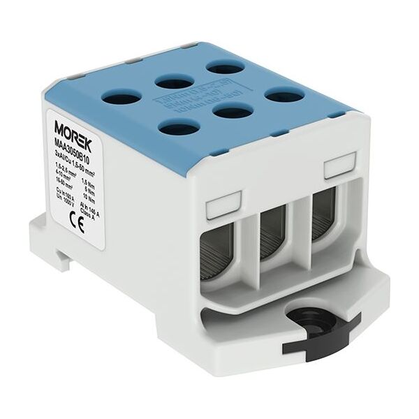 MOREK Złączka szynowa 1,5-50mm2 nieb. 6otwor AL/CU 1000V TH35 3P MAA3050B10 Morek 4290