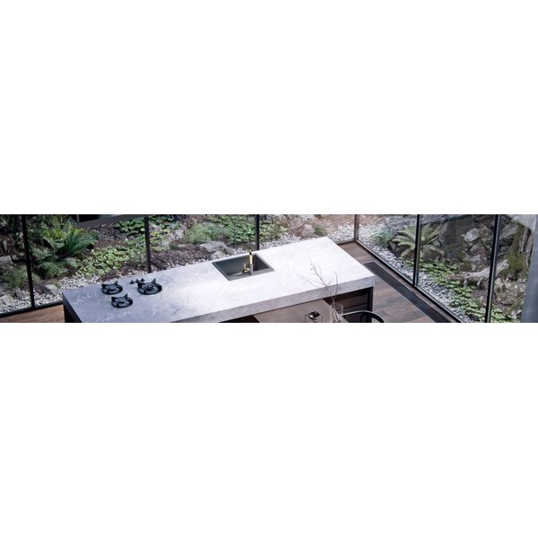 Zlewozmywak GraniteQ EVAN 156 GraniteQ zlewozmywak z syfonem Push To Open 1,5-komorowy z/o (1000x500x210| kom. 420x480) black diamond / elementy miedziane