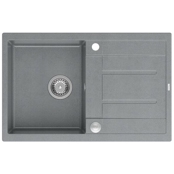 Zlewozmywak GraniteQ MORGAN 111 GraniteQ zlewozmywak silver stone z syfonem Push To Open 1-komorowy z/o/ elementy stal szlachetna