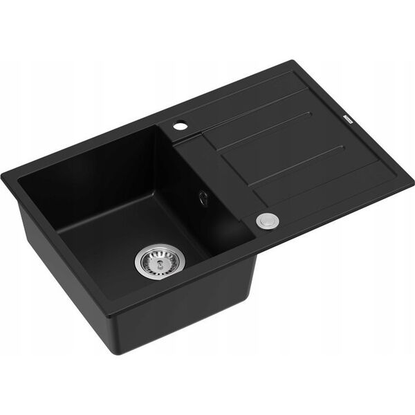 Zlewozmywak GraniteQ MORGAN 111 GraniteQ zlewozmywak pure carbon z syfonem Push To Open 1-komorowy z/o / elementy stal szlachetna