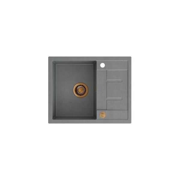 Zlewozmywak GraniteQ MORGAN 116 GraniteQ zlewozmywak silver stone z syfonem Push To Open kol. miedziany 1-komorowy z/o + zaczepy 4 szt