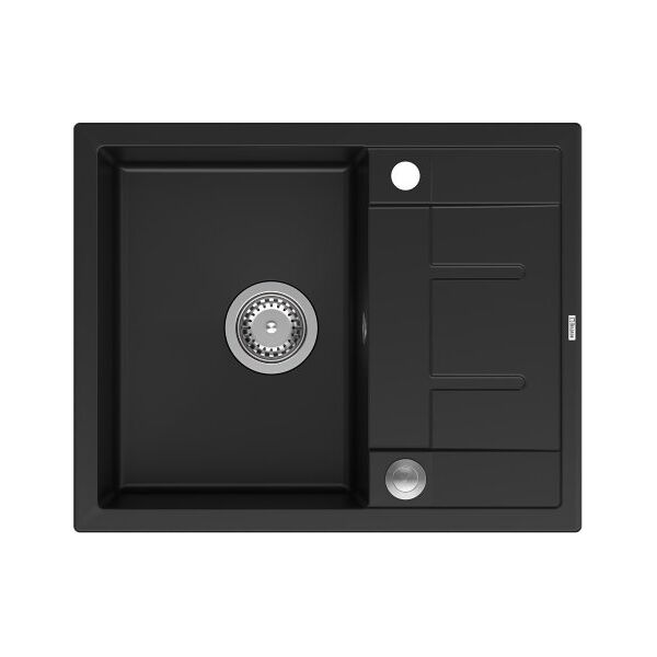 Zlewozmywak GraniteQ MORGAN 116 GraniteQ zlewozmywak pure carbon z syfonem Push To Open stal szlachetna 1-komorowy z/o + zaczepy 4 szt