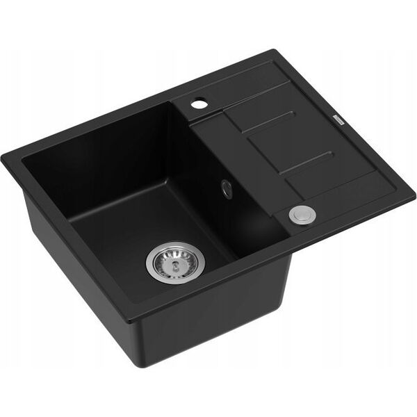 Zlewozmywak GraniteQ MORGAN 116 GraniteQ zlewozmywak pure carbon z syfonem Push To Open stal szlachetna 1-komorowy z/o + zaczepy 4 szt
