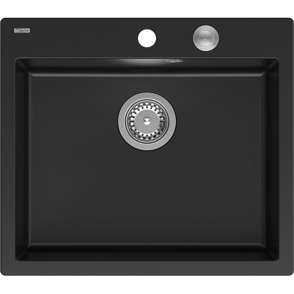 Zlewozmywak GraniteQ MORGAN 110 GraniteQ zlewozmywak pure carbon z syfonem Push To Open stal szlachetna 1-komorowy b/o + zaczepy 4 szt