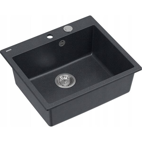 Zlewozmywak GraniteQ MORGAN 110 GraniteQ zlewozmywak black diamond z syfonem Push To Open stal szlachetna 1-komorowy b/o + zaczepy 4 szt