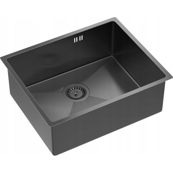Zlewozmywak GraniteQ Quadron | ANTHONY | stalowy zlewozmywak kuchenny GRAFIT PVD | wymiary: 54 x 44 x 19 cm | 1-komorowy wpuszczany | podbudowa szafki: od 60 cm