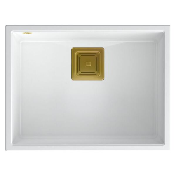 Zlewozmywak Quadron DAVID 50 GraniteQ snow white/elementy złote