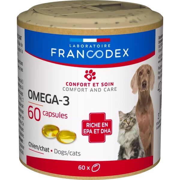 Francodex FRANCODEX PL Kapsułki  Omega-3 przeciwzapalne, dla psów i kotów 60 kapułek