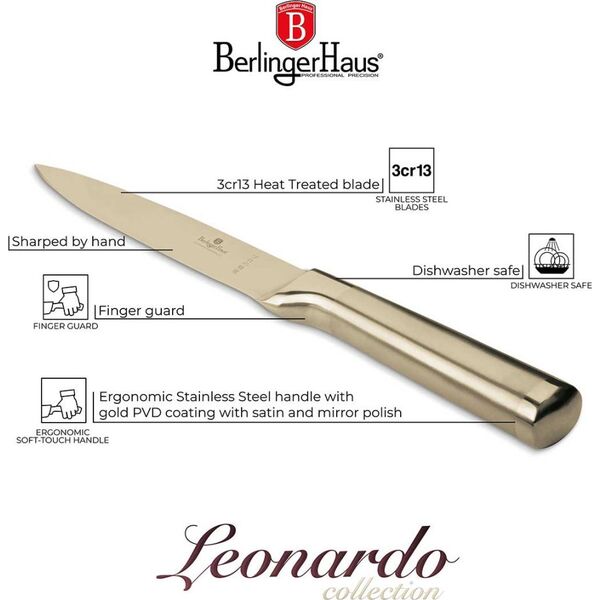 STALOWY NÓŻ UNIWERSALNY BERLINGER HAUS 12,5cm BH-2932 GOLD