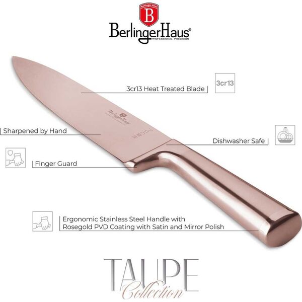 STALOWY NÓŻ SZEFA KUCHNI BERLINGER HAUS 22cm BH-2934 ROSE GOLD