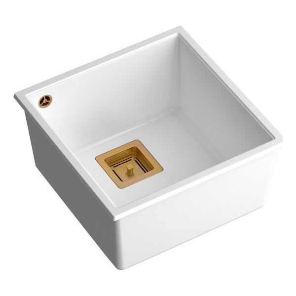 Zlewozmywak Quadron DAVID 40 GraniteQ snow white/elementy miedziane