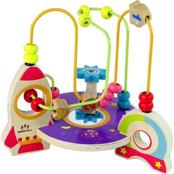 LeanToys Edukacyjna Drewniana Przeplatanka Rakieta Labirynt Space