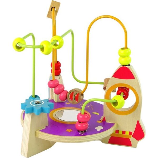 LeanToys Edukacyjna Drewniana Przeplatanka Rakieta Labirynt Space
