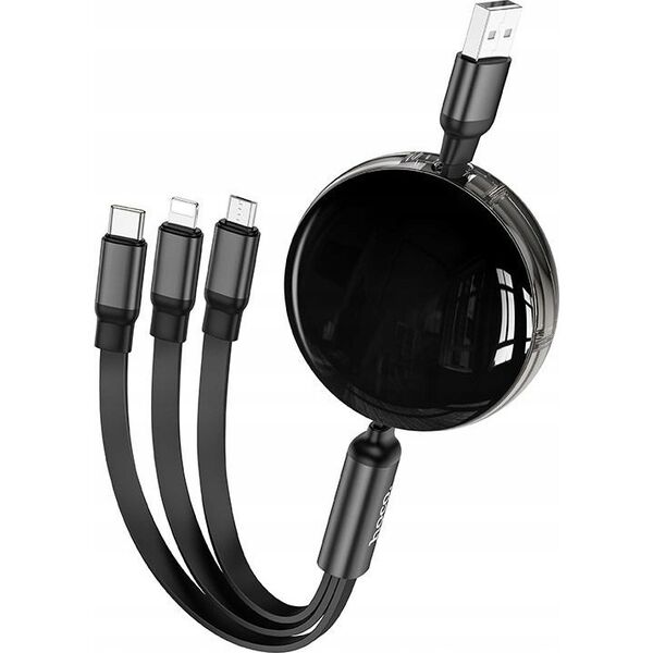 Kabel USB Hoco HOCO kabel 3w1 USB A do Lightnig / Micro USB / Typ C 2A X78 1 m czarny