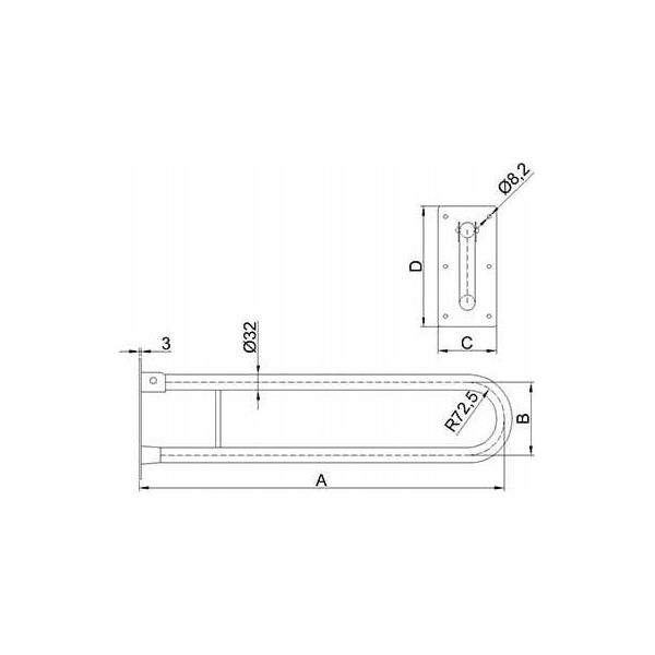 UUWC-6 / CORRADOMED / UCHWYT UCHYLNY DO WC 600MM BIAŁY