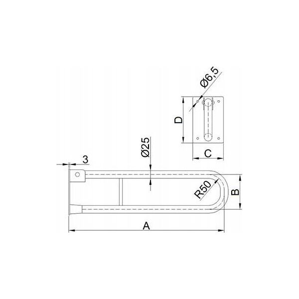 UUWC-6 / CORRADOMED / UCHWYT UCHYLNY DO WC 600MM BIAŁY