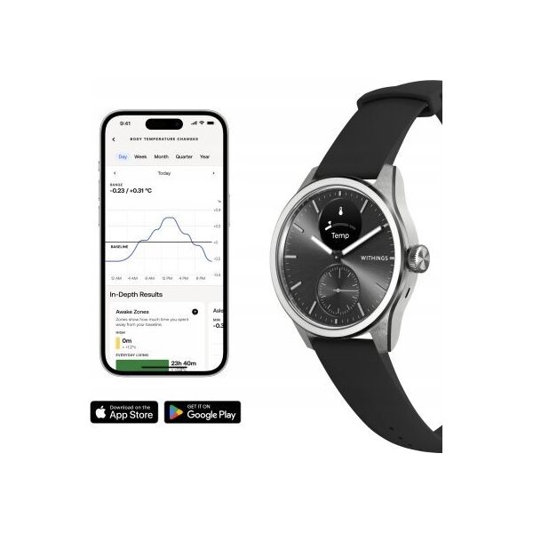 Smartwatch Withings Withings Scanwatch 2 - zegarek z funkcją EKG, pomiarem pulsu i SPO2 oraz mierzeniem aktywności fizycznej i snu (42mm, black)