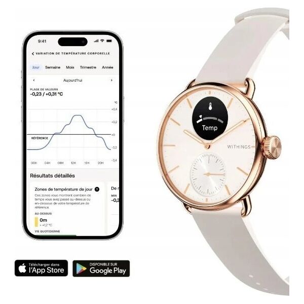 Smartwatch Withings Withings Scanwatch 2 - zegarek z funkcją EKG, pomiarem pulsu i SPO2 oraz mierzeniem aktywności fizycznej i snu (38mm, rose gold)