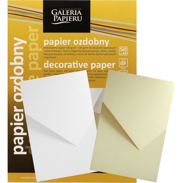 GALERIA PAPIERU Papier ozdobny Galeria Papieru A4/120g Natte biały (50), BIAŁY