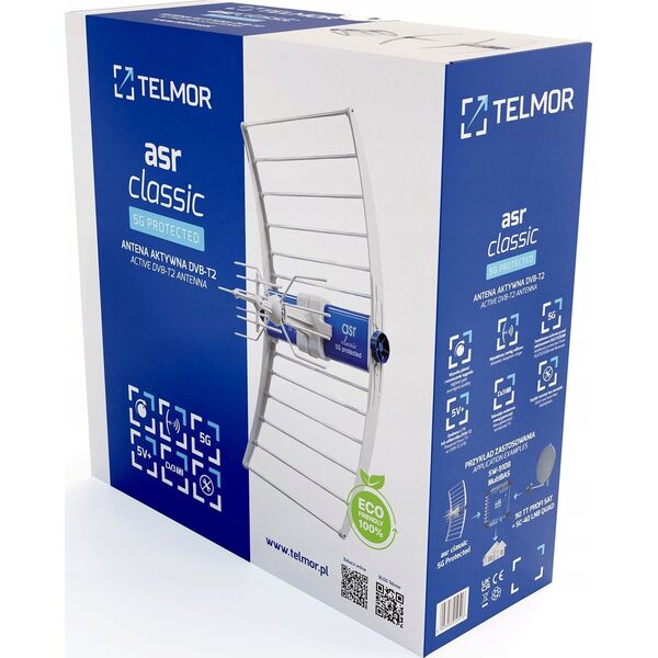 Antena RTV Telkom-Telmor ML Antena TV DVB-T/T2 ASR Classic 5G PROTECTED 2023 z zasilaczem ZZA-7 Telkom Telmor