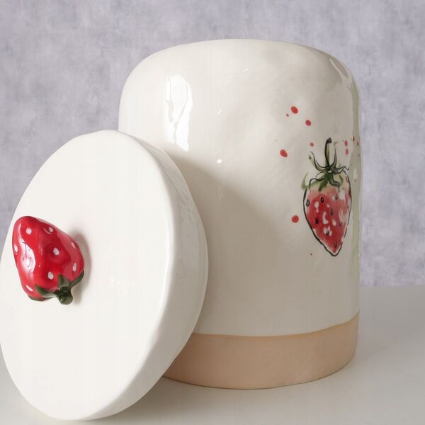 Ceramiczny pojemnik kuchenny, z pokrywką, STRAWBERRY