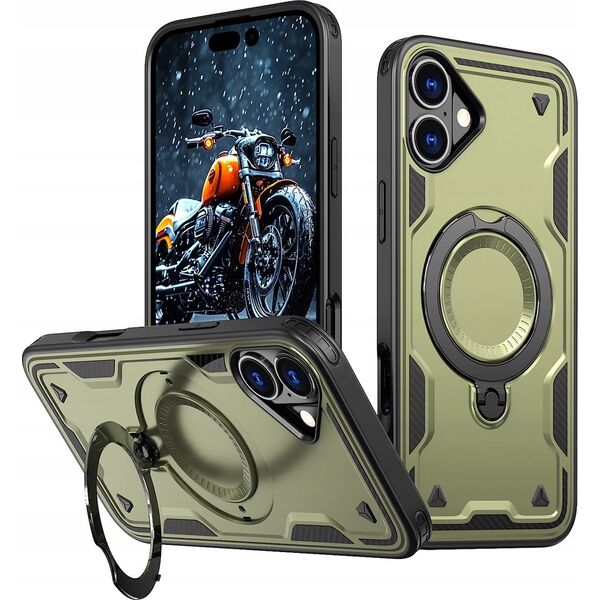 Etui Hybrid Armor Trendy z MagSafe na iPhone 16 Plus - zielone