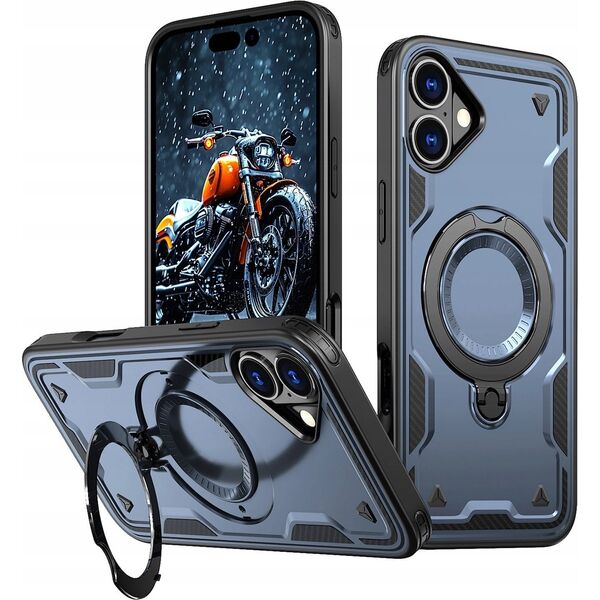 Etui Hybrid Armor Trendy z MagSafe na iPhone 16 - niebieskie