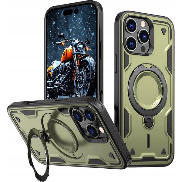 Etui Hybrid Armor Trendy z MagSafe na iPhone 16 Pro - zielone