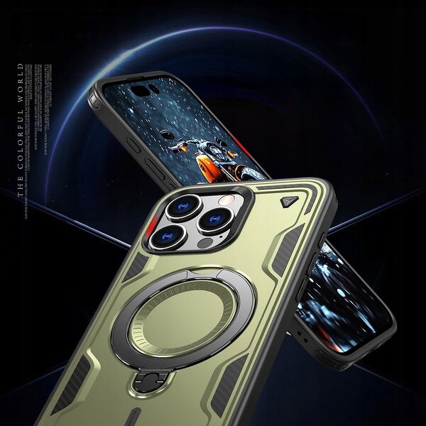 Etui Hybrid Armor Trendy z MagSafe na iPhone 16 Pro - zielone