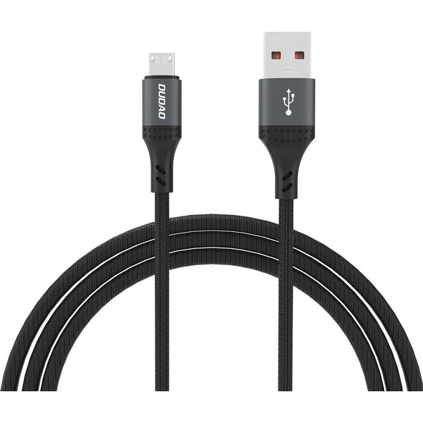 Kabel Dudao L3SM USB-A - MicroUSB 3A 1,2m z oplotem - czarny
