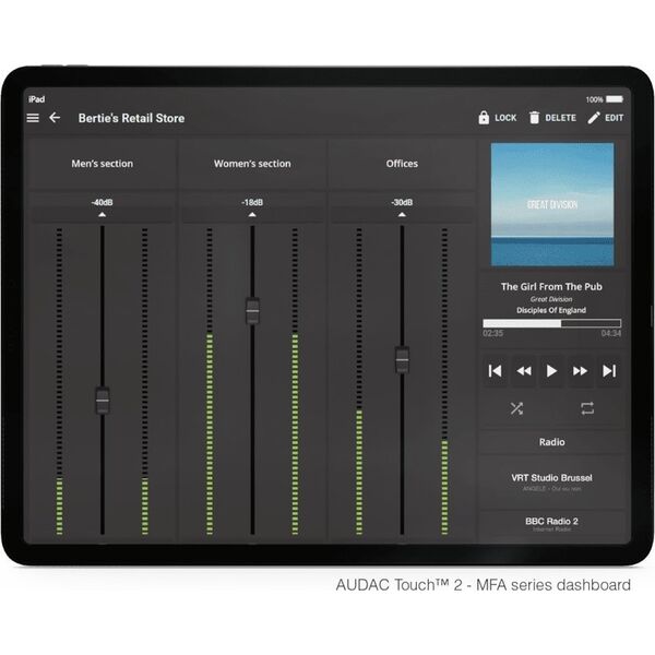 Audac AUDAC MFA208 All-in-one audio solution - 2 x 40W @ 4 Ohm - 80W @ 70/100V