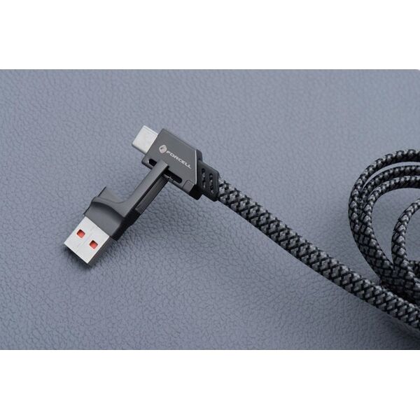 Καλώδιο ForCell FORCELL F-ENERGY C241 4 σε 1 Τύπος C / USB A έως Τύπος C / Lightning QC PD 3A 60W 1 m χρώμιο 14393248 5903400000000