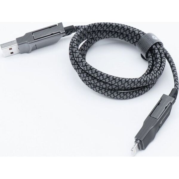 Καλώδιο ForCell FORCELL F-ENERGY C241 4 σε 1 Τύπος C / USB A έως Τύπος C / Lightning QC PD 3A 60W 1 m χρώμιο 14393248 5903400000000