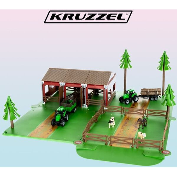 Kruzzel Farma ze zwierzętami + 2 autka rolnicze 22404