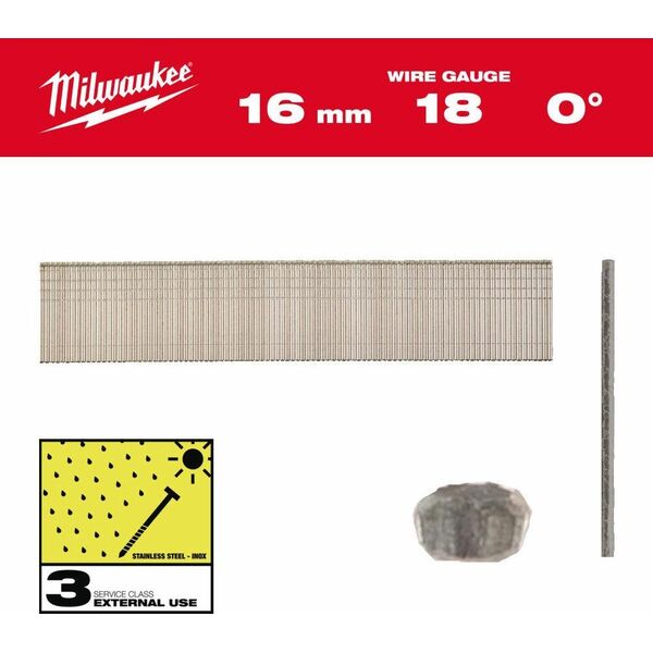 Milwaukee MILWAUKEE SZTYFTY INOX 18G/16mm /10000szt. - M18FN18GS