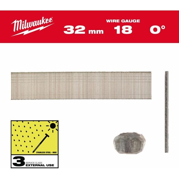 Milwaukee MILWAUKEE SZTYFTY INOX 18G/32mm /5000szt. - M18FN18GS