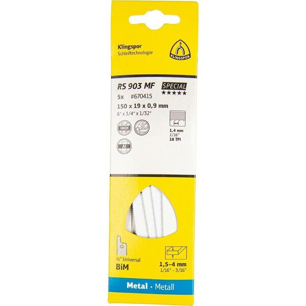 Klingspor KLINGSPOR RECIMER SAW LADE 150x19x0,9mm RS 903 MF /5 τεμ. 14046374 4014855939961