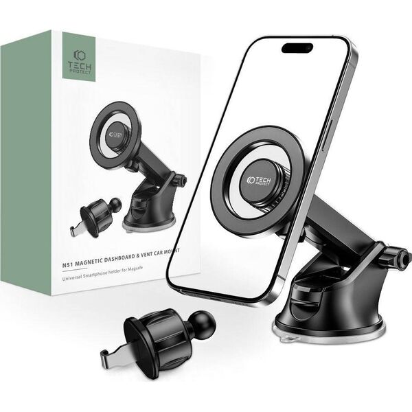 Tech-Protect Uchwyt samochodowy MagSafe Tech-protect N51 Magnetic Dashboard & Vent Car Mount Black
