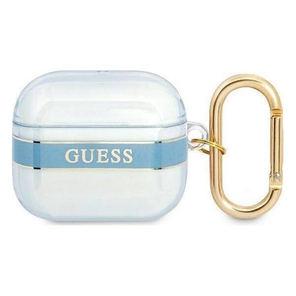Guess Etui ochronne Strap Collection do AirPods 3 niebieskie