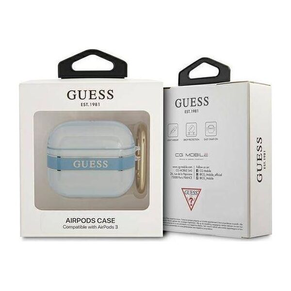 Guess Etui ochronne Strap Collection do AirPods 3 niebieskie