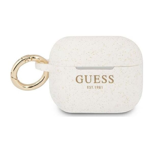 Guess Etui ochronne GUAPSGGEH Silicone Glitter do AirPods Pro białe