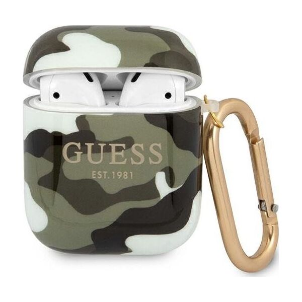 Guess Etui ochronne GUA2UCAMA Camo Collection do AirPods 1/2 zielone