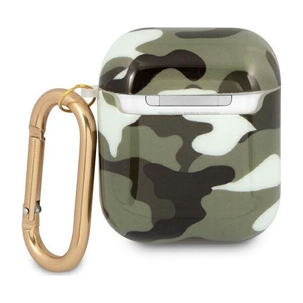 Guess Etui ochronne GUA2UCAMA Camo Collection do AirPods 1/2 zielone