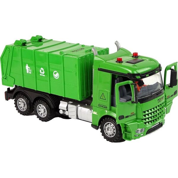 LeanToys Śmieciarka Zdalnie Sterowana Zielona Pilot 2,4G Światła Dźwięk
